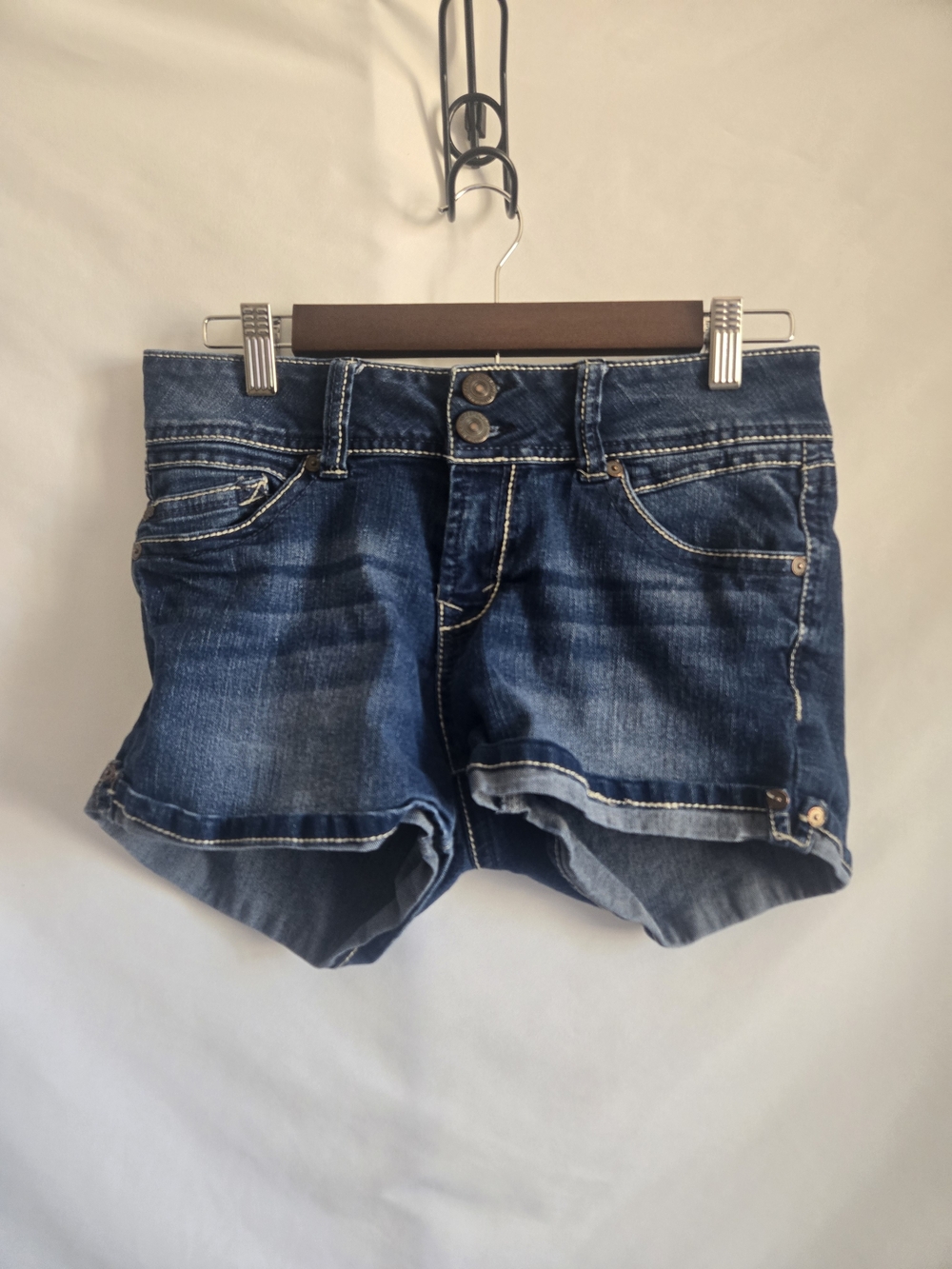 Wallflower Mid-Blue Denim Shorts with Rolled Hem